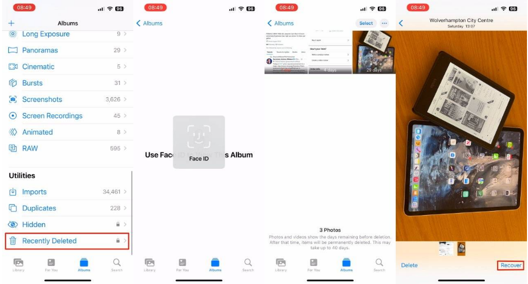 南江苹果14维修分享 iPhone14 上恢复已删除的照片 