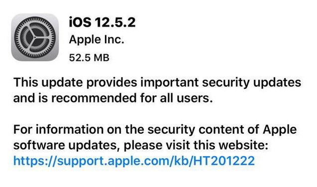 南江苹果手机维修分享iOS12.5.2发布，建议所有老苹果用户安装 